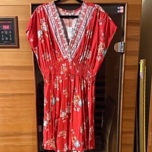 Maurices Red Floral Midi Dress